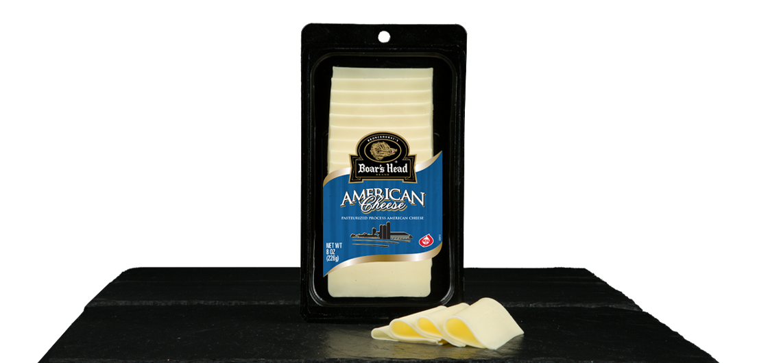Vista del empaque de American White Cheese