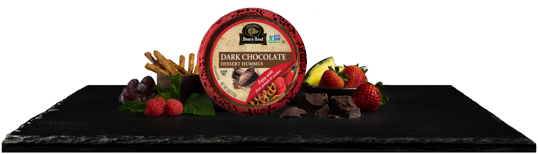 View of Dark Chocolate Dessert Hummus Packaging