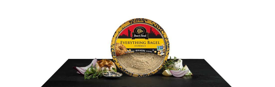 Vista del empaque de Everything Bagel Hummus