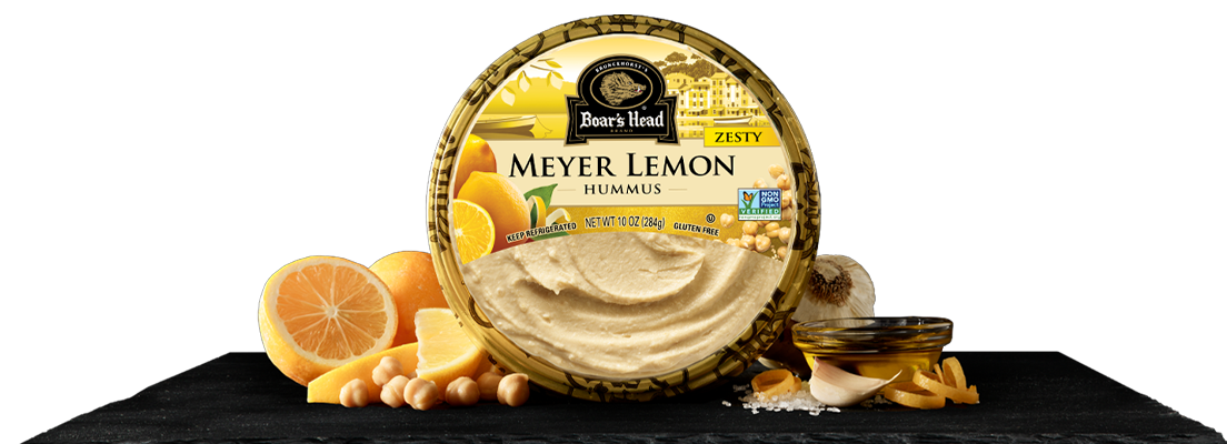 Vista del empaque de Meyer Lemon Hummus