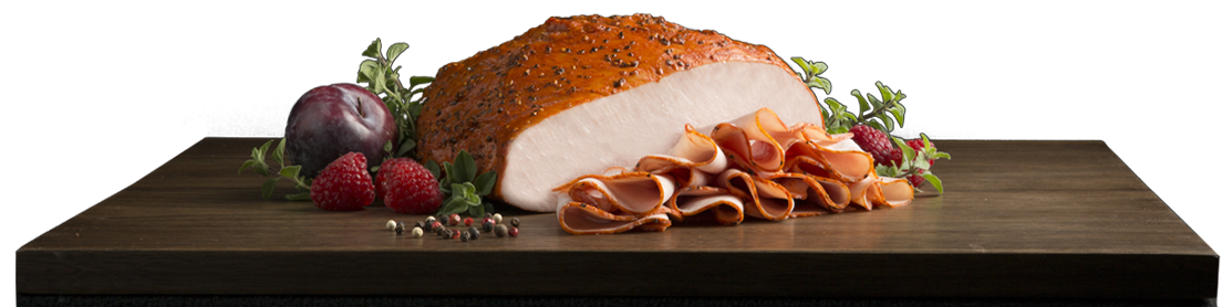 View of Sliced Cracked Pepper Mill® Smoked Turkey Breast