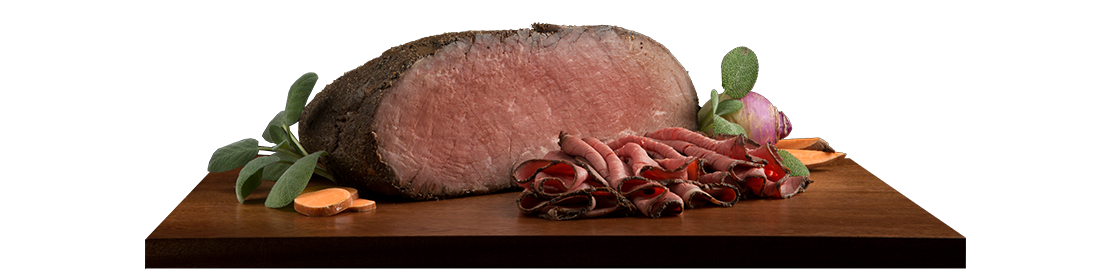 View of Sliced London Broil Top Round Roast Beef