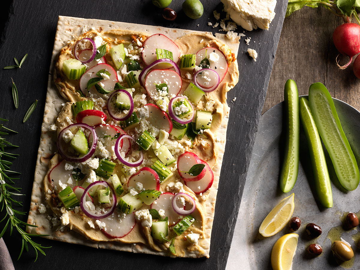 Greek Flatbread with Roasted Pine Nut Hummus Recipe Boar's Head