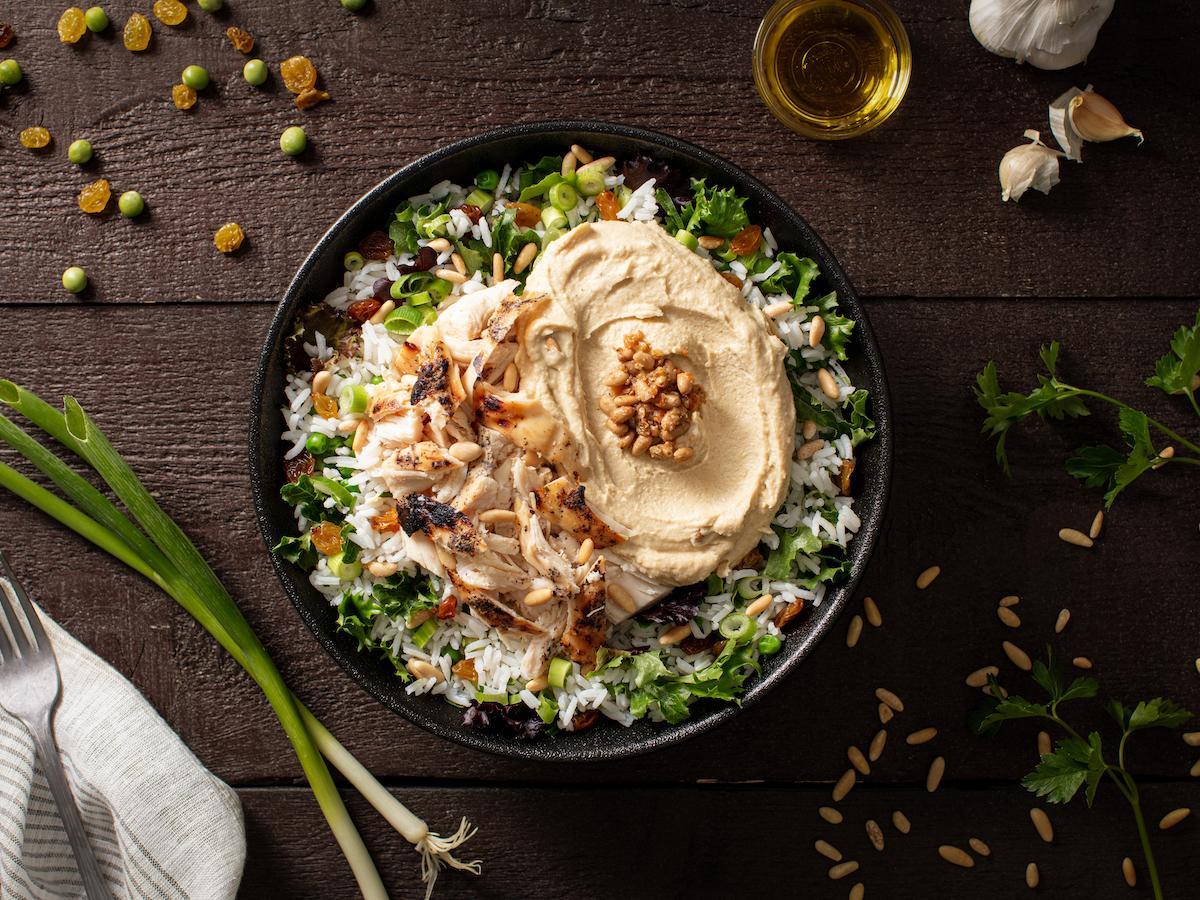 FireSmith® Flame Grilled Chicken & Roasted Pine Nut Hummus Bowl Recipe Boar's Head